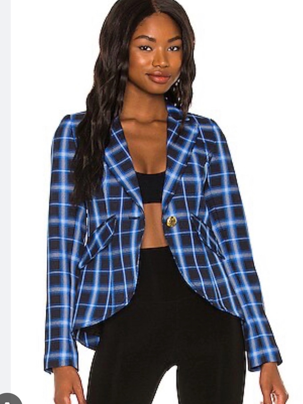 Smythe Blue Plaid Single-Button Blazer